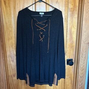 Tasha Polizzi Black and Brown Lace-Up Tunic
